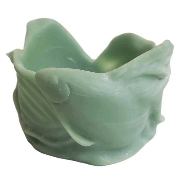 VTG 80s Dina Soapstone Retro Trinket Dish Beta Fish Bathroom Teal Marbled Beach - Picture 1 of 11